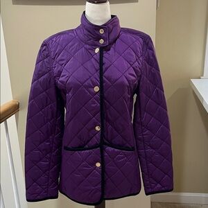 C. Wonder Purple Quilted Corduroy Trim Equestrian Riding Jacket Sz M EUC